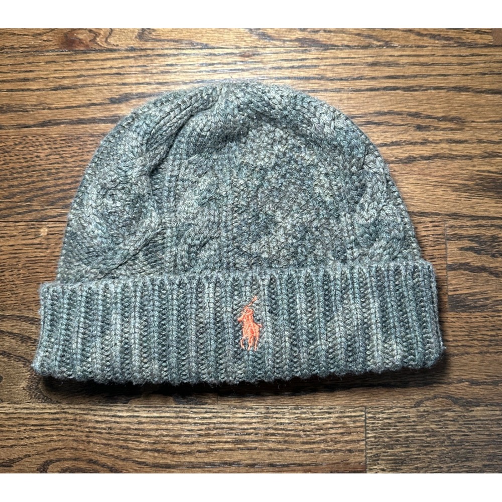 Polo Ralph Lauren Cable Knit Beanie Unisex OS Green Wool Blend Winter Warm Hat